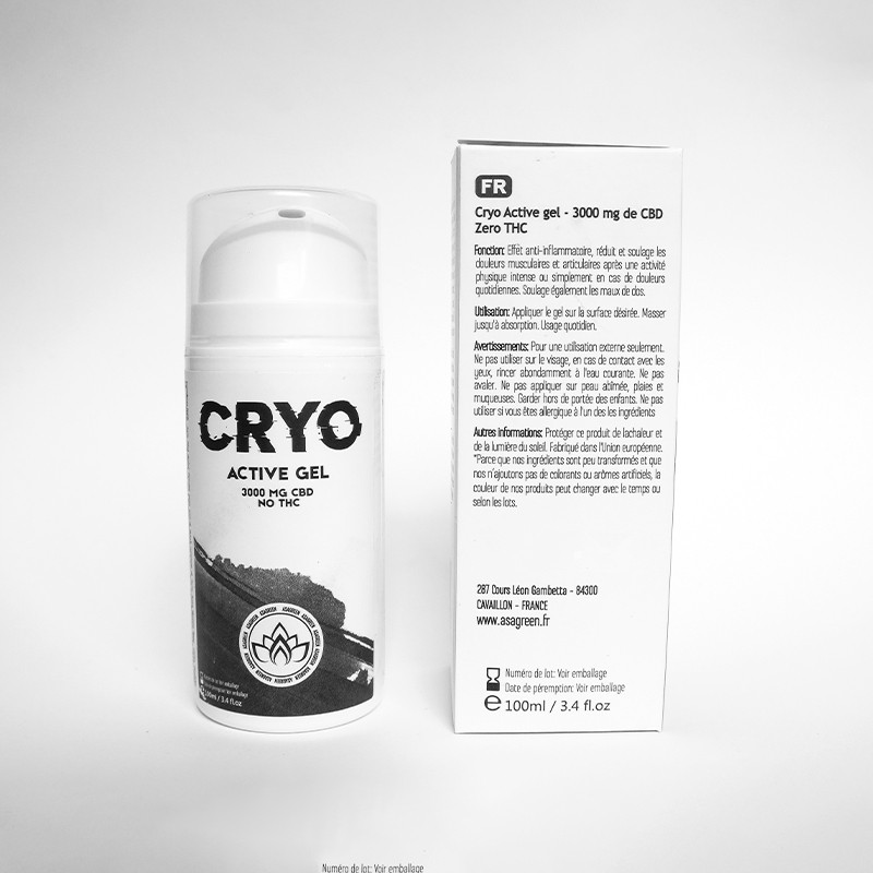 Active Gel Cryo crème tube CBD Asagreen coté description